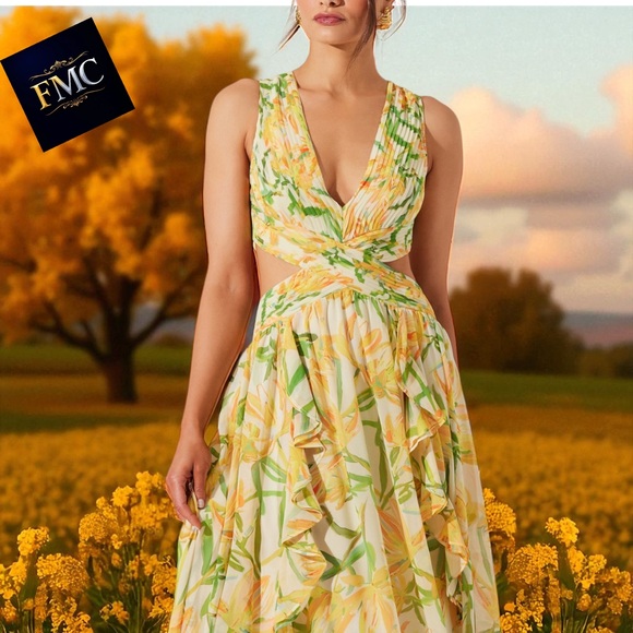Astr Dresses & Skirts - NEW ASTR the Label Women's Noya Floral-Print Open-Back Gown
